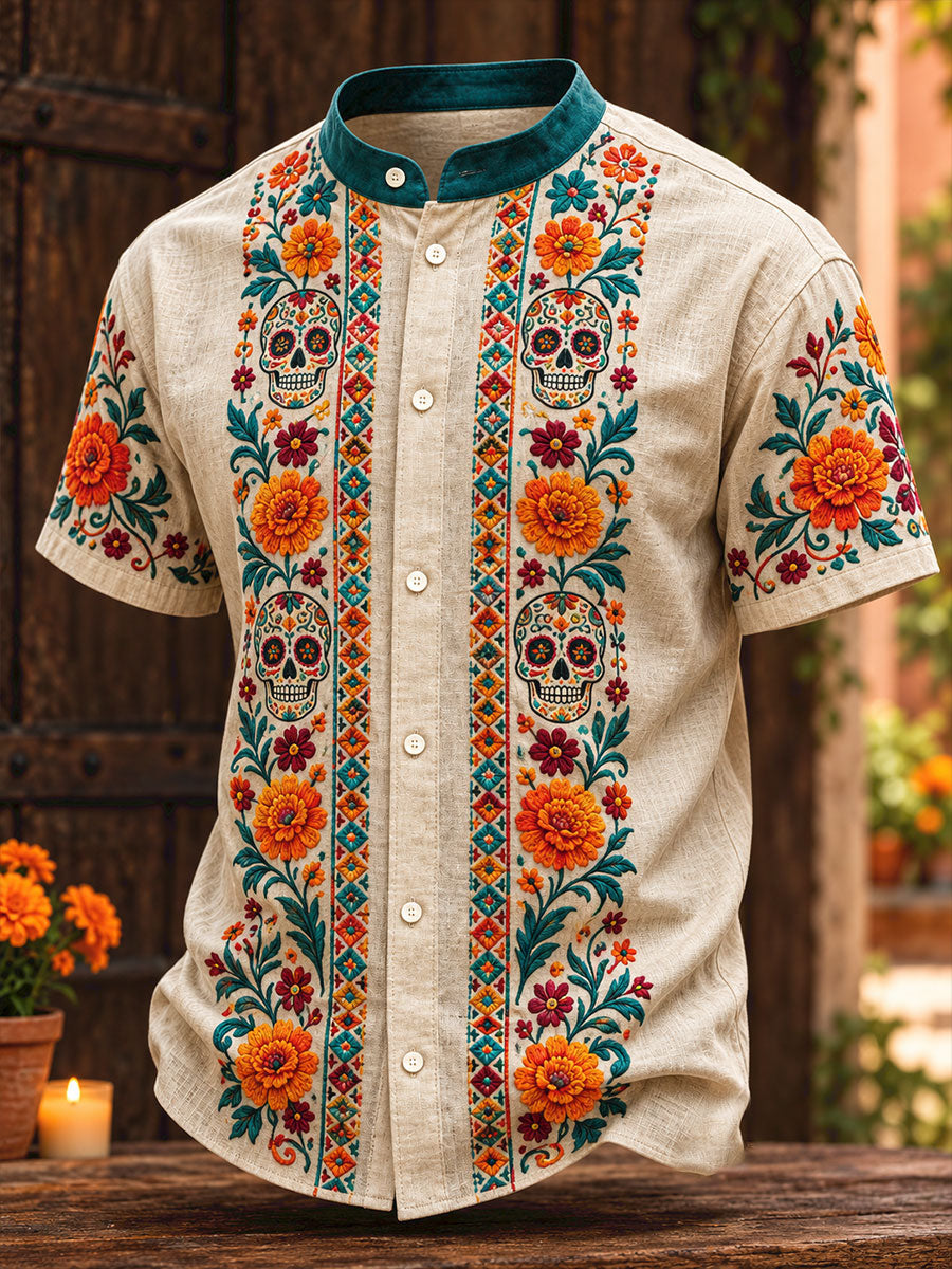 Día de México de los hombres del arte floral muerto impreso Camisa