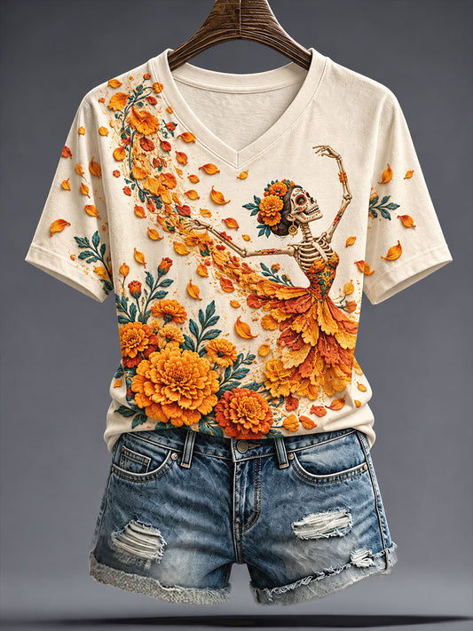 Día de México de las mujeres del arte floral muerto impreso camiseta