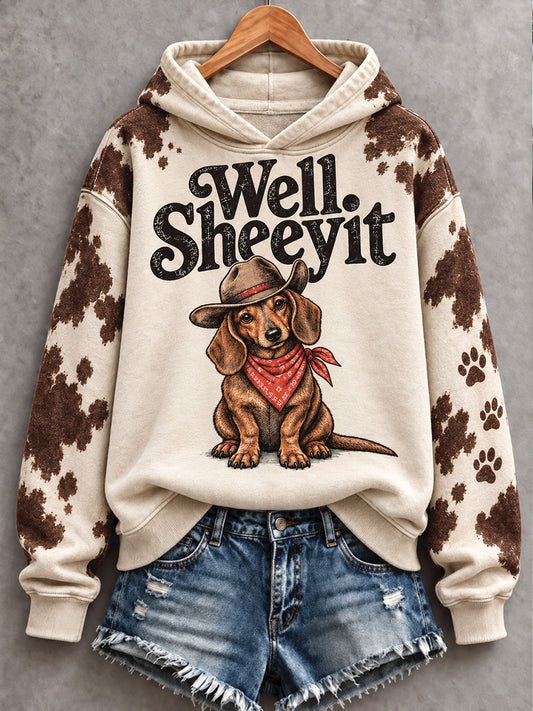 Sudadera con capucha para mujer, estilo retro occidental, estampado artístico de amantes de los perros