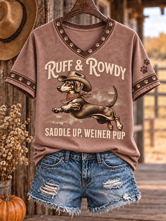 Camiseta impresa arte retro del amante de los perros del estilo de Westren de las mujeres