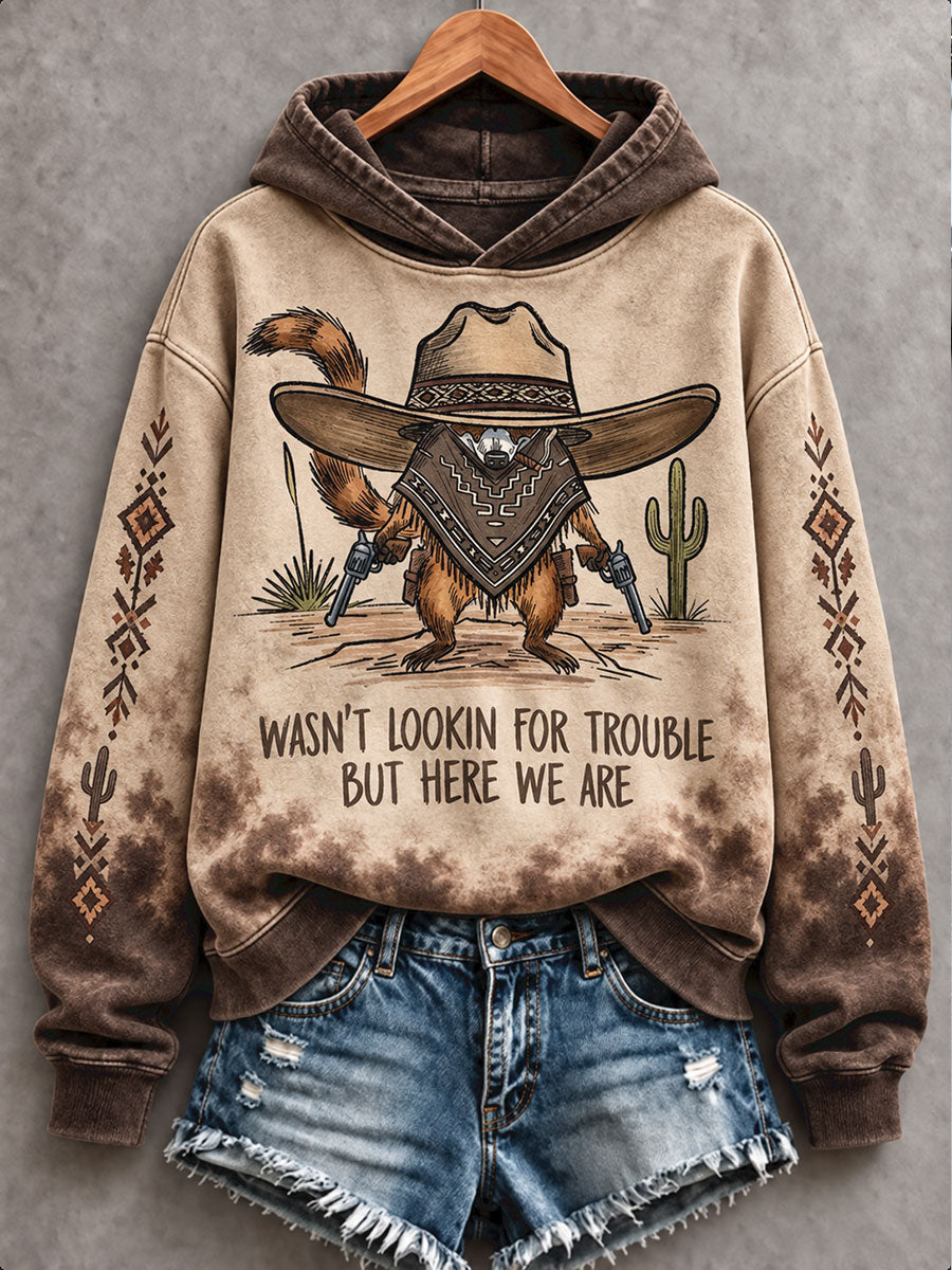 Sudadera con capucha para mujer, estilo retro occidental, estampado artístico de amantes de los perros