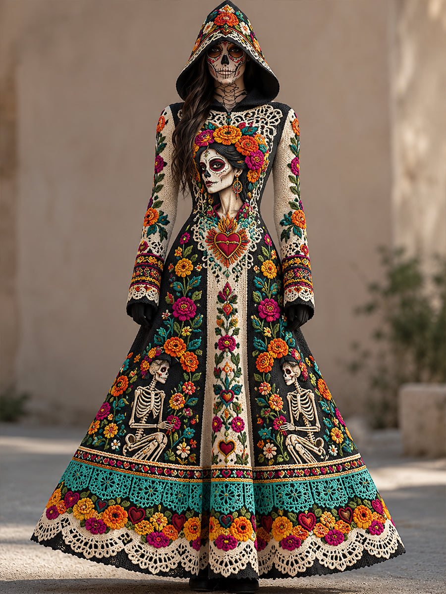 Vestido estampado para el Día de los Muertos de México, para mujer