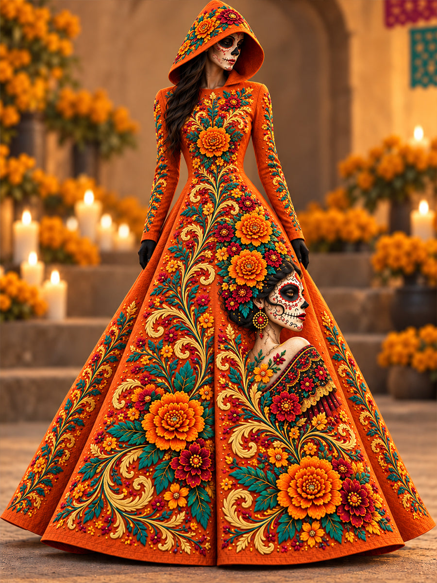 Vestido estampado para el Día de los Muertos de México, para mujer