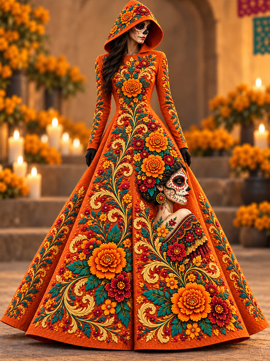 Vestido estampado para el Día de los Muertos de México, para mujer