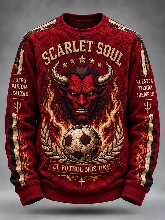 Sudadera casual estampada de fútbol para hombre, Toluca