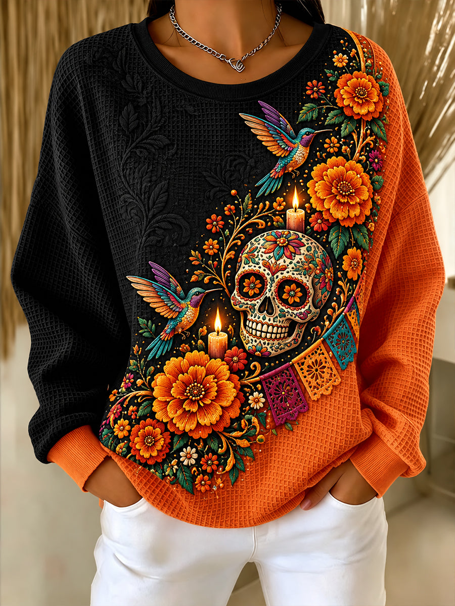 Sudadera con cuello redondo para mujer del día de los muertos