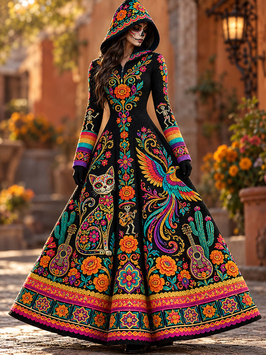 Vestido estampado para el Día de los Muertos de México, para mujer
