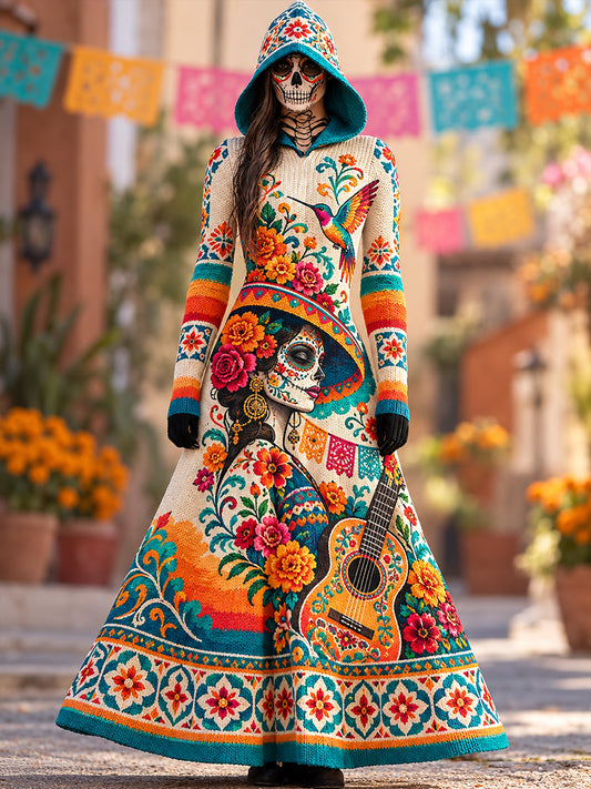 Vestido estampado para el Día de los Muertos de México, para mujer