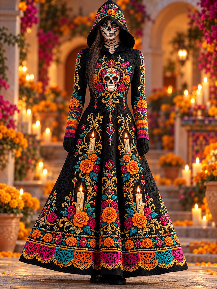 Vestido estampado para el Día de los Muertos de México, para mujer