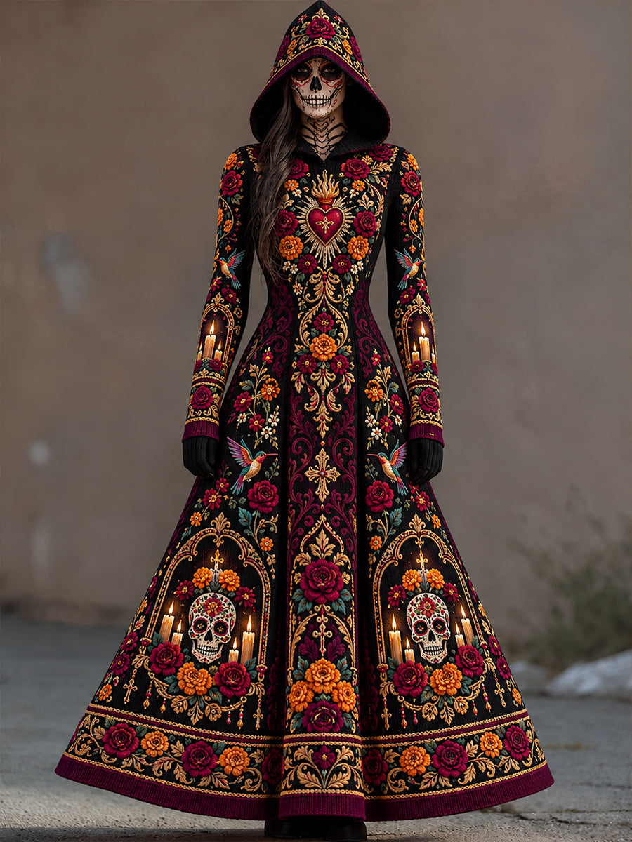 Vestido estampado para el Día de los Muertos de México, para mujer