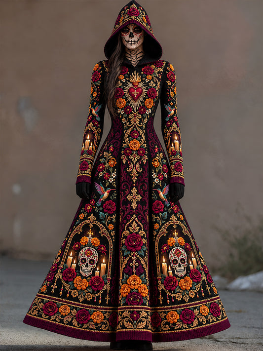 Vestido estampado para el Día de los Muertos de México, para mujer