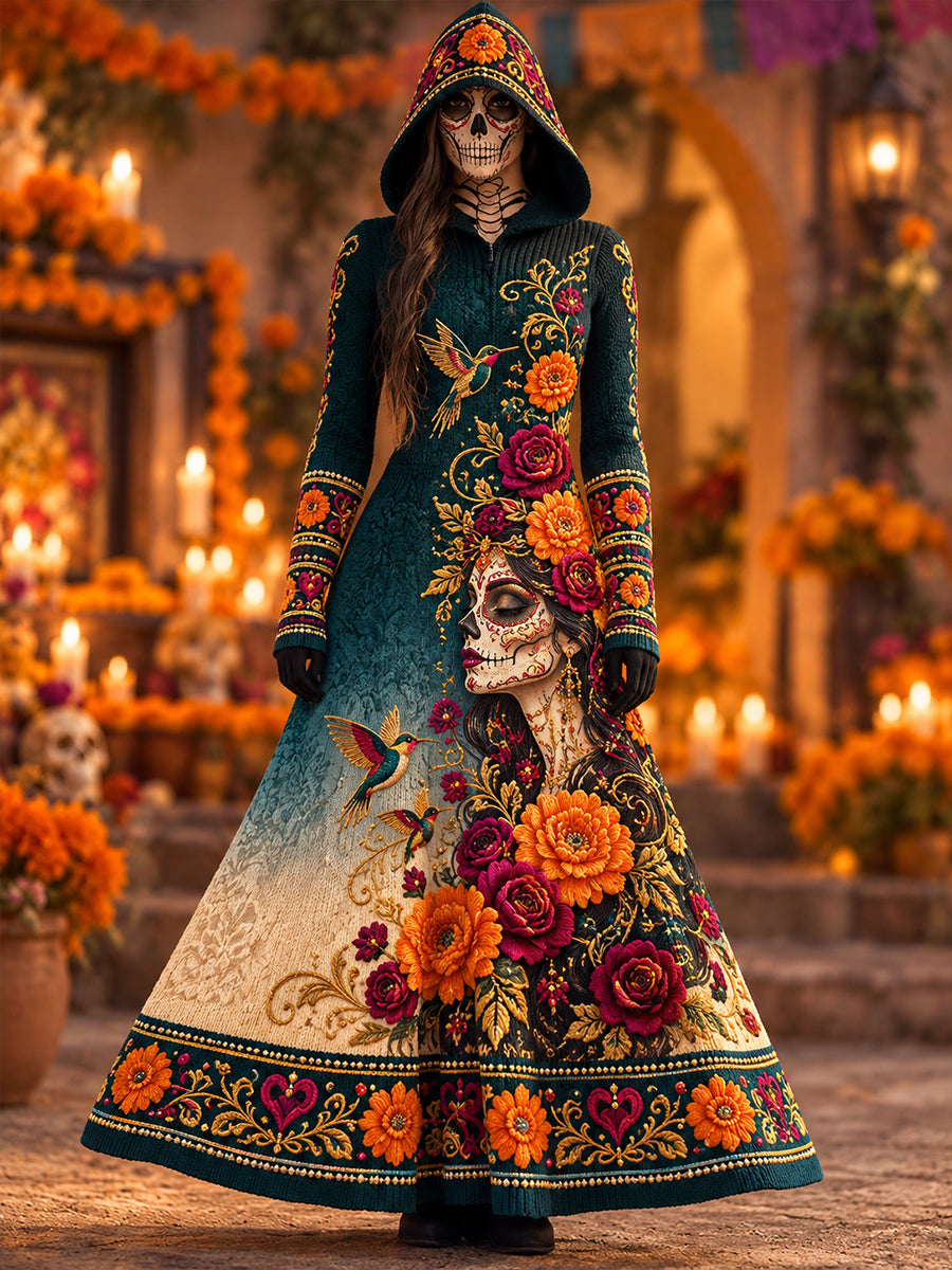 Vestido estampado para el Día de los Muertos de México, para mujer