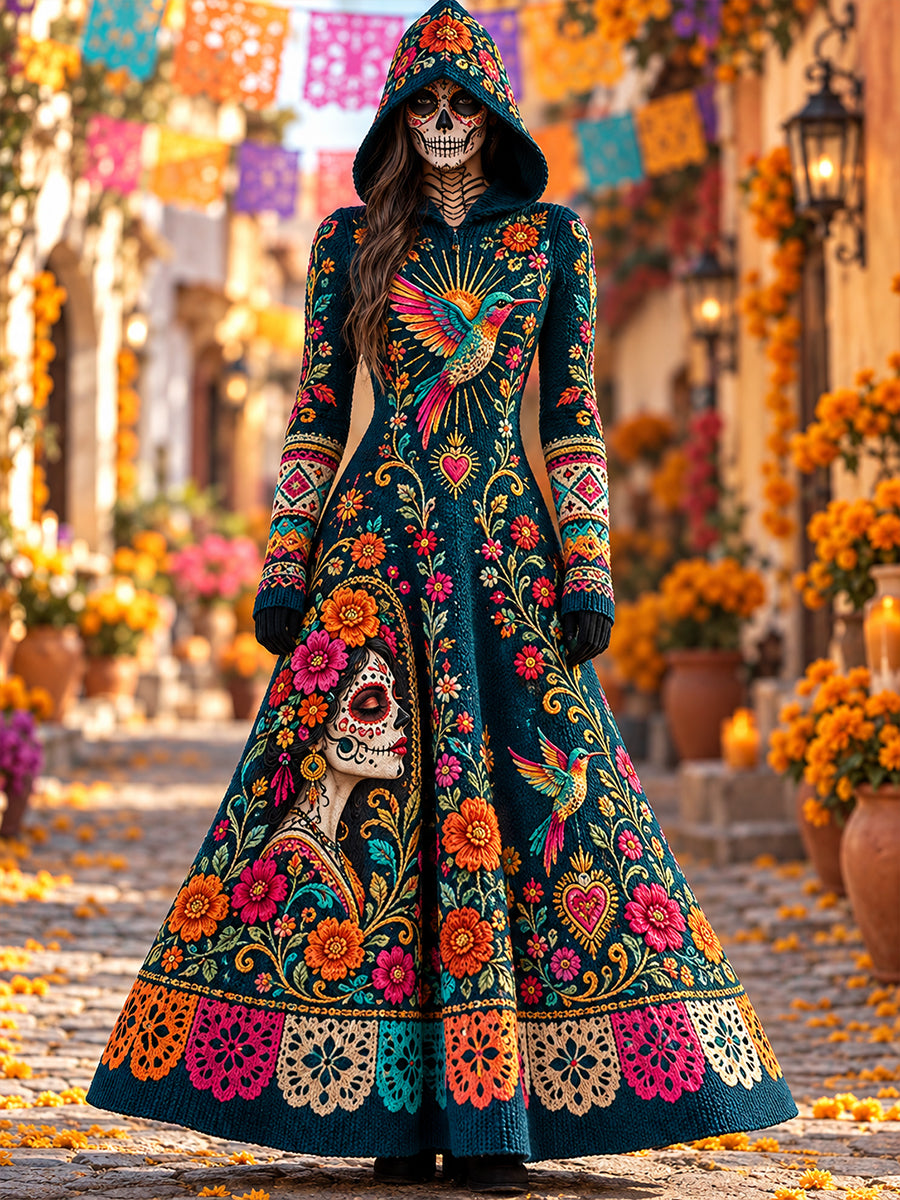 Vestido estampado para el Día de los Muertos de México, para mujer