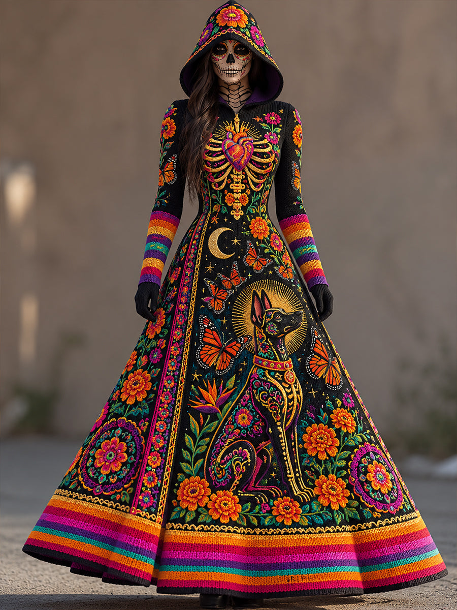 Vestido estampado para el Día de los Muertos de México, para mujer