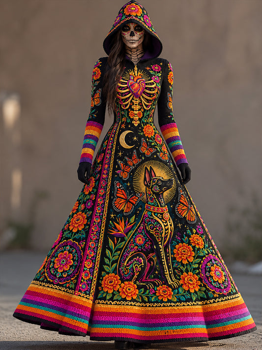 Vestido estampado para el Día de los Muertos de México, para mujer