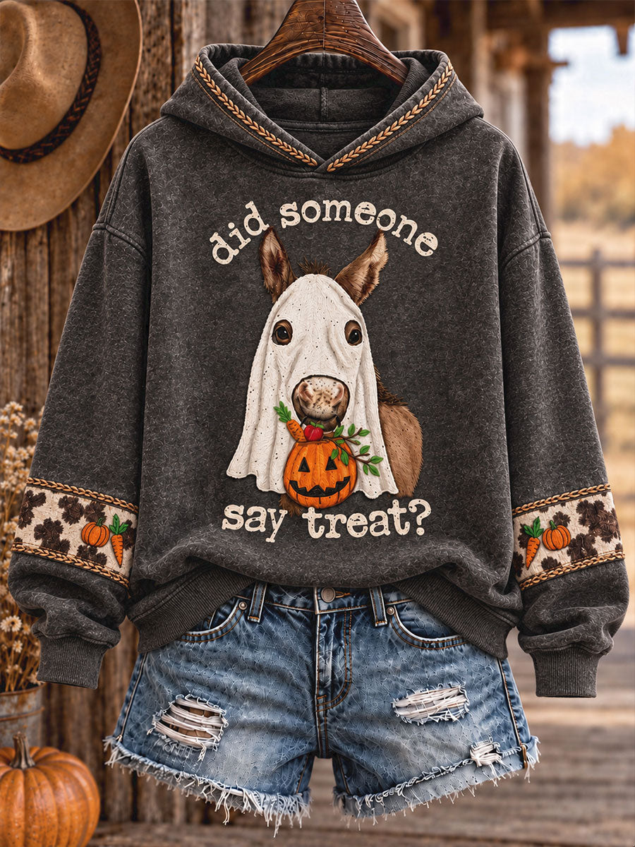 Estilo occidental de las mujeres Halloween animales arte impreso sudadera