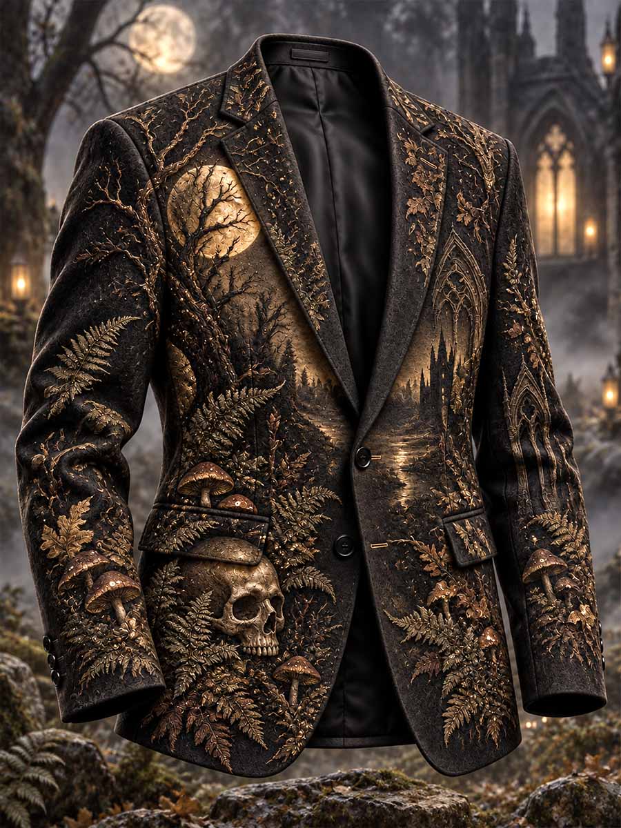 Blazer Gothic Forest Raven Print para hombre