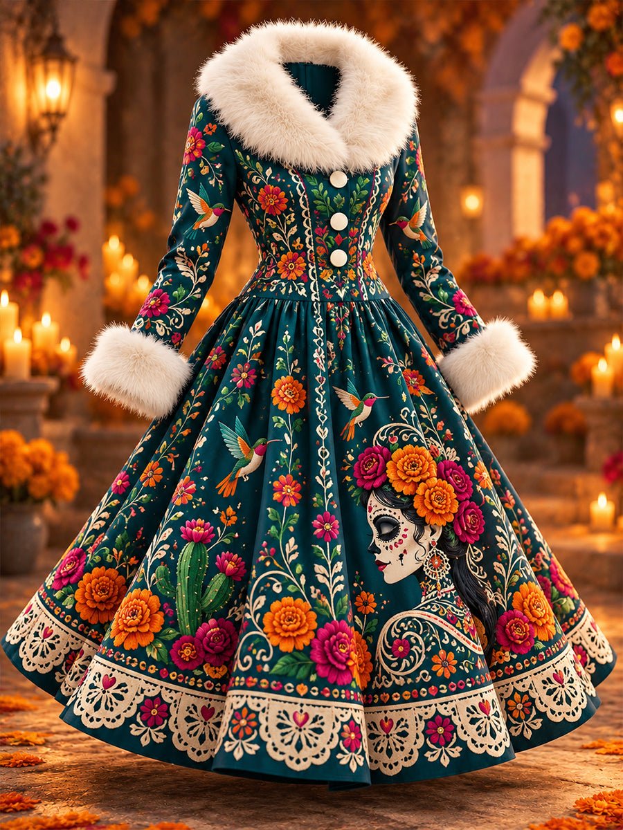 Vestido de Día de Muertos mexicano para mujer