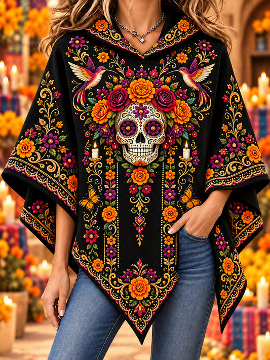 Suéter con capa para mujer del Día de los Muertos de México