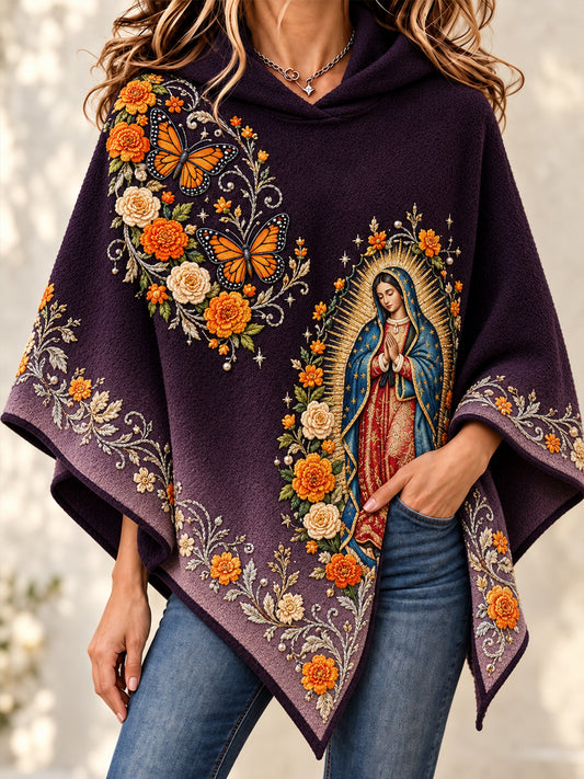 Suéter tipo capa con diseño del Día de los Muertos de México para mujer