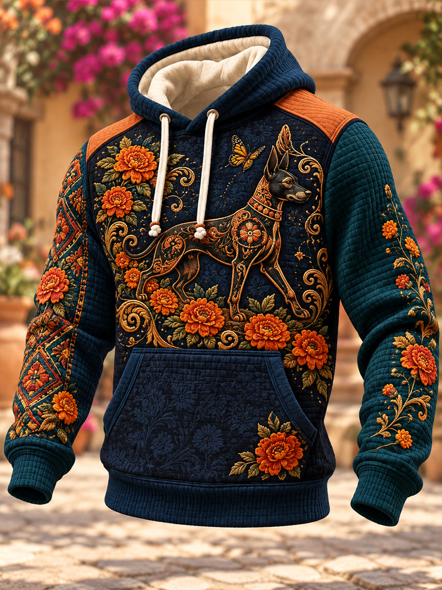 Sudadera con capucha de algodón a cuadros del Día de los Muertos de México para hombre