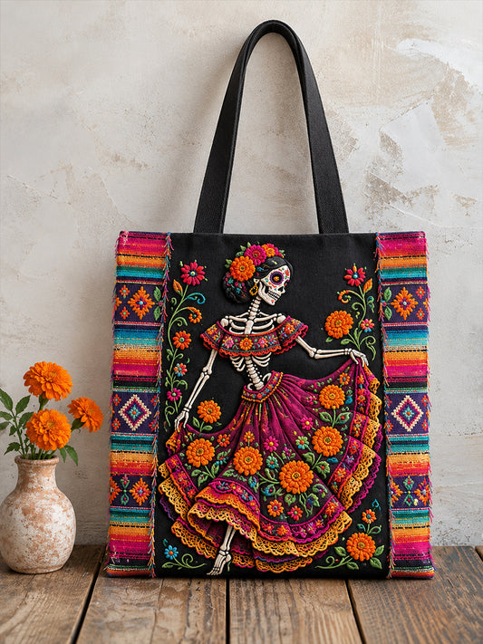 Día de México del arte floral muerto Impreso Lienzo Bolsa