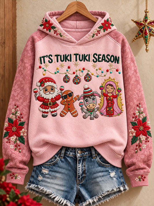 Sudadera con capucha estampada Feliz Navidad de México para mujer