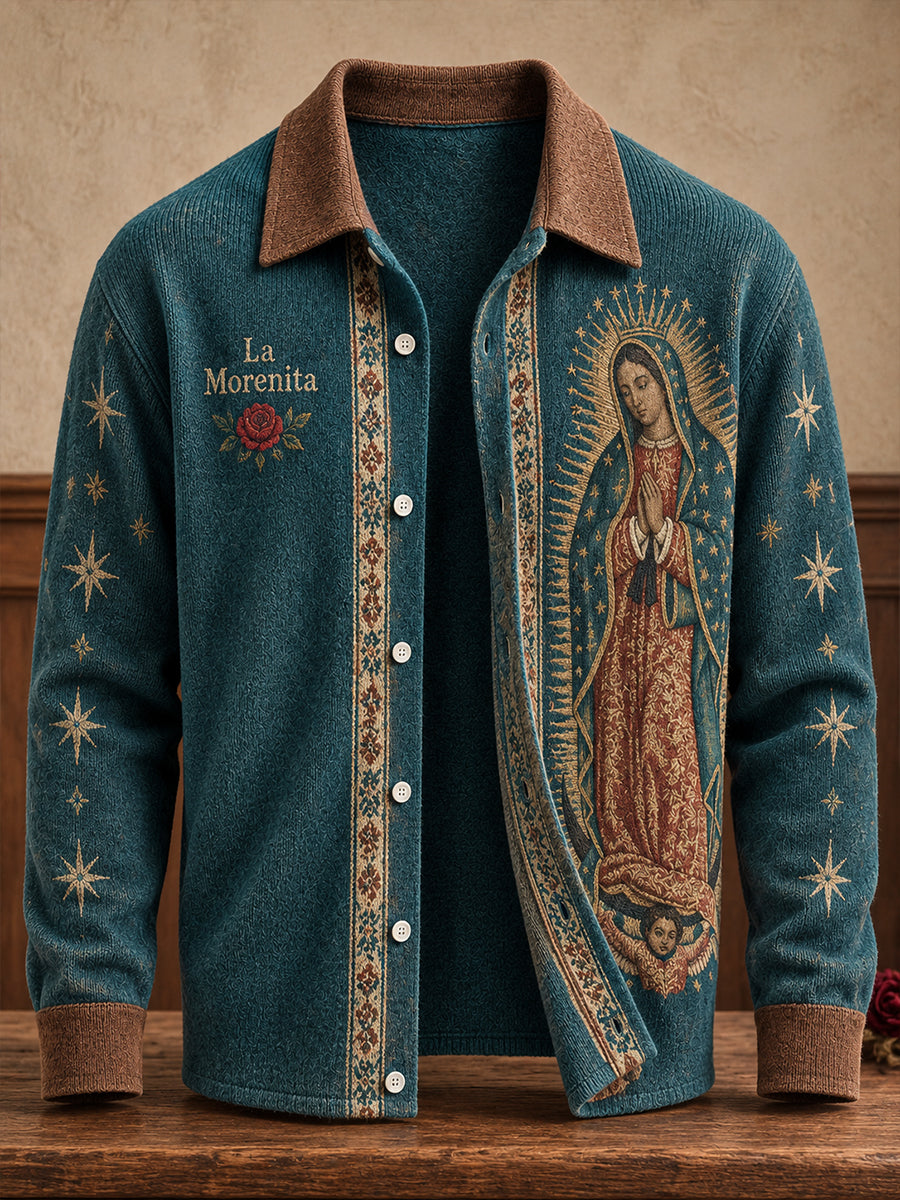Unisex México Nuestra Señora de Guadalupe Día Floral Arte Impreso Cardigan