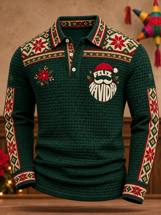 Tops casuales estampados de Navidad Feliz de México para hombre