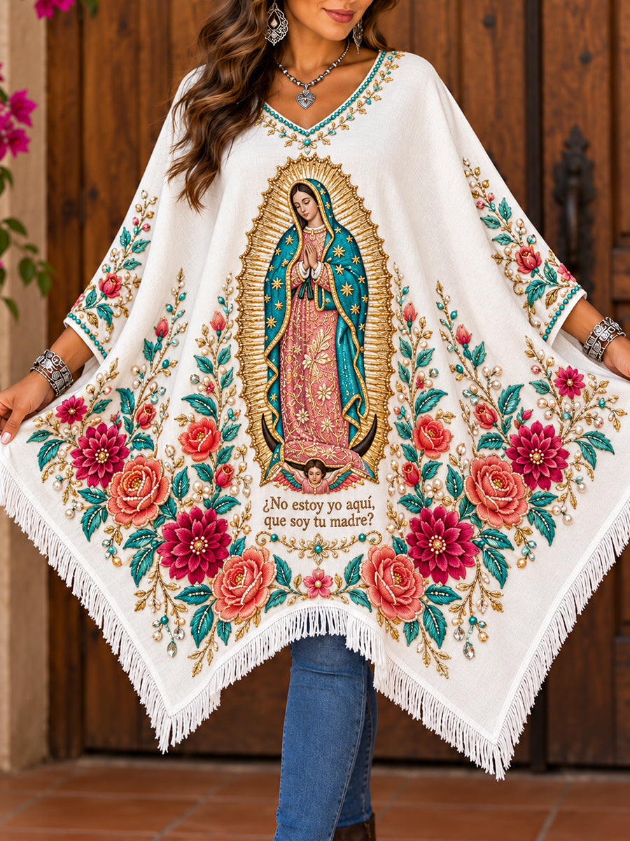 Camisetas estampadas con diseño floral del Día de Nuestra Señora de Guadalupe para mujer