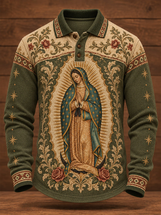 Camisetas casuales para hombre con estampado floral del Día de Nuestra Señora de Guadalupe, México