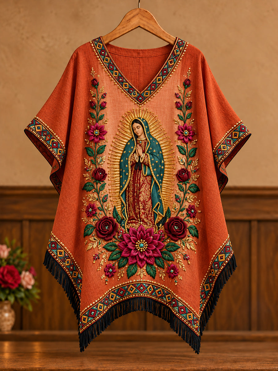 Camisetas estampadas con diseño floral del Día de Nuestra Señora de Guadalupe para mujer