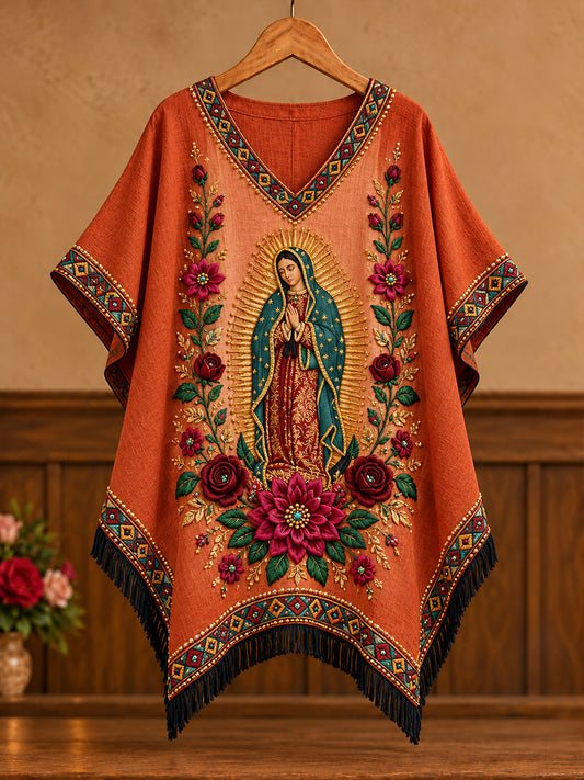 Camisetas estampadas con diseño floral del Día de Nuestra Señora de Guadalupe para mujer