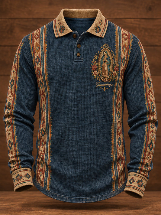 México de los hombres Nuestra Señora de Guadalupe Día Arte Floral Impreso Casual Tops