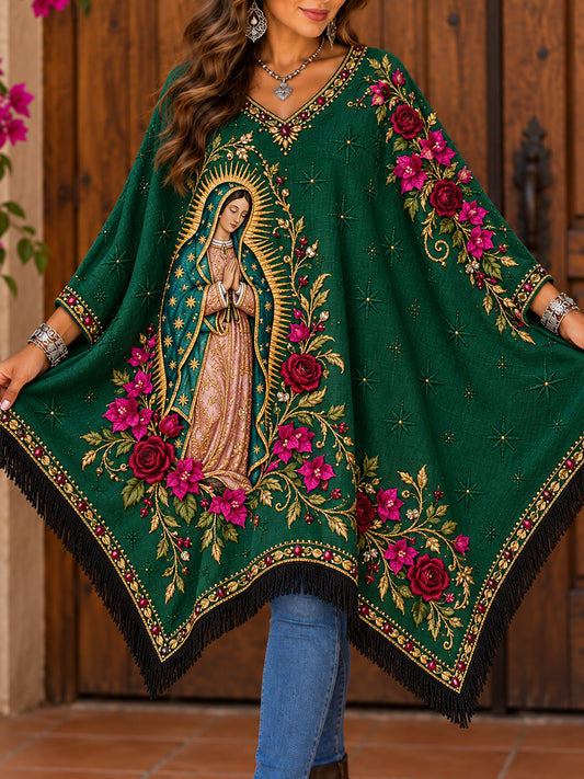 Camisetas estampadas con diseño floral del Día de Nuestra Señora de Guadalupe para mujer