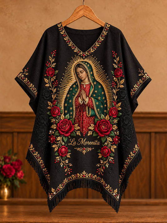 Camisetas estampadas con diseño floral del Día de Nuestra Señora de Guadalupe para mujer