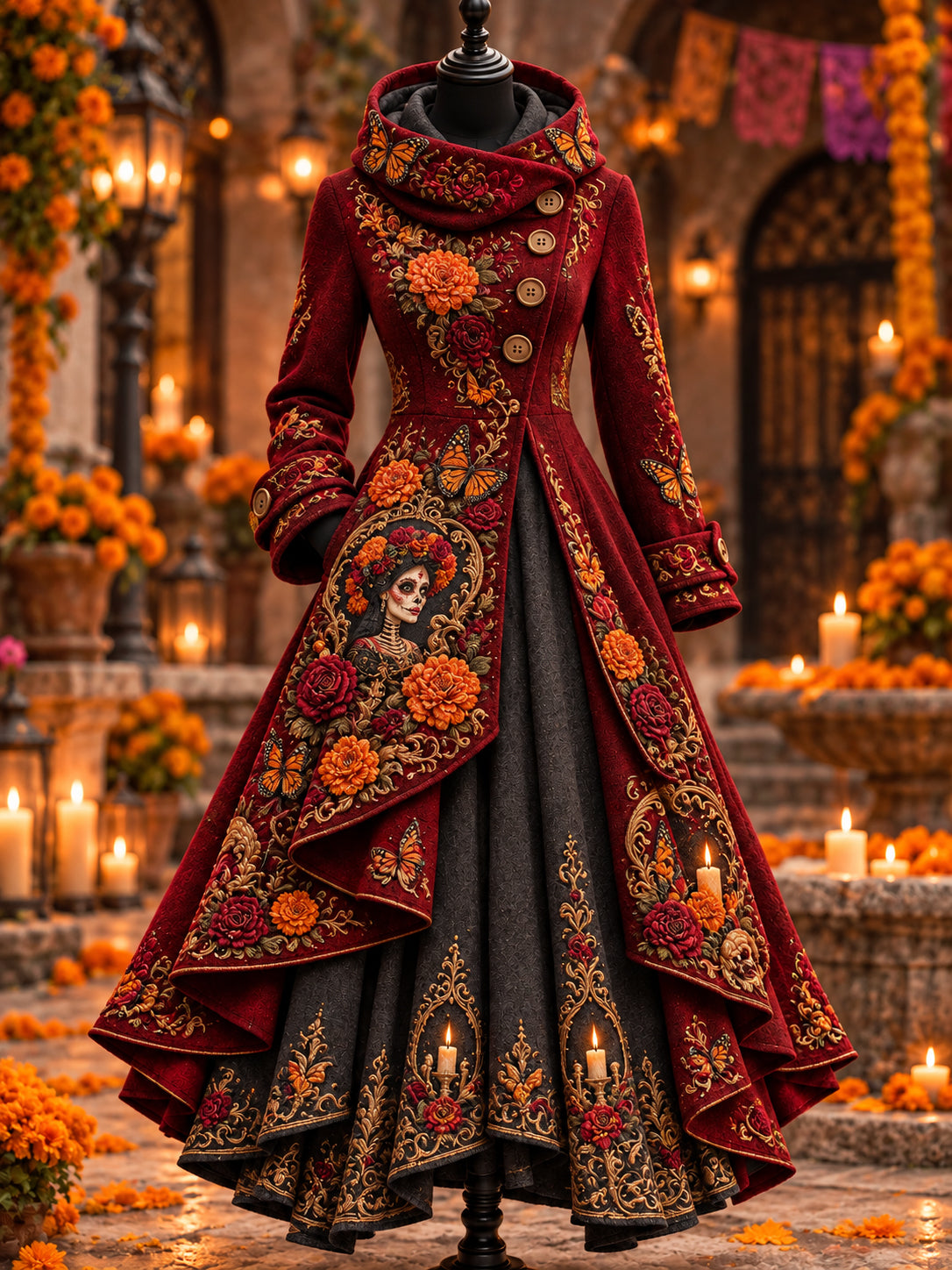 Vestido de Día de Muertos mexicano para mujer
