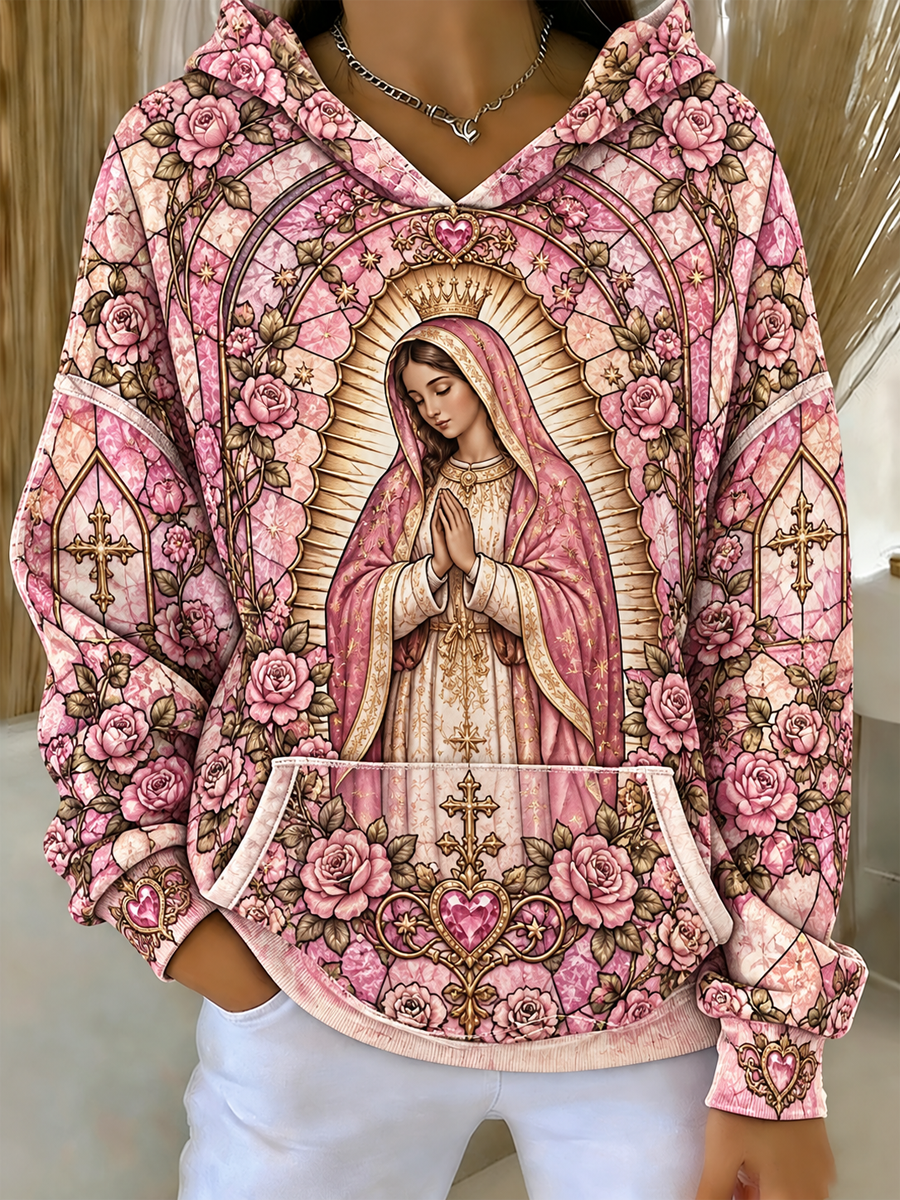 Sudaderas estampadas con arte de la Fiesta de Nuestra Señora de Guadalupe para mujer