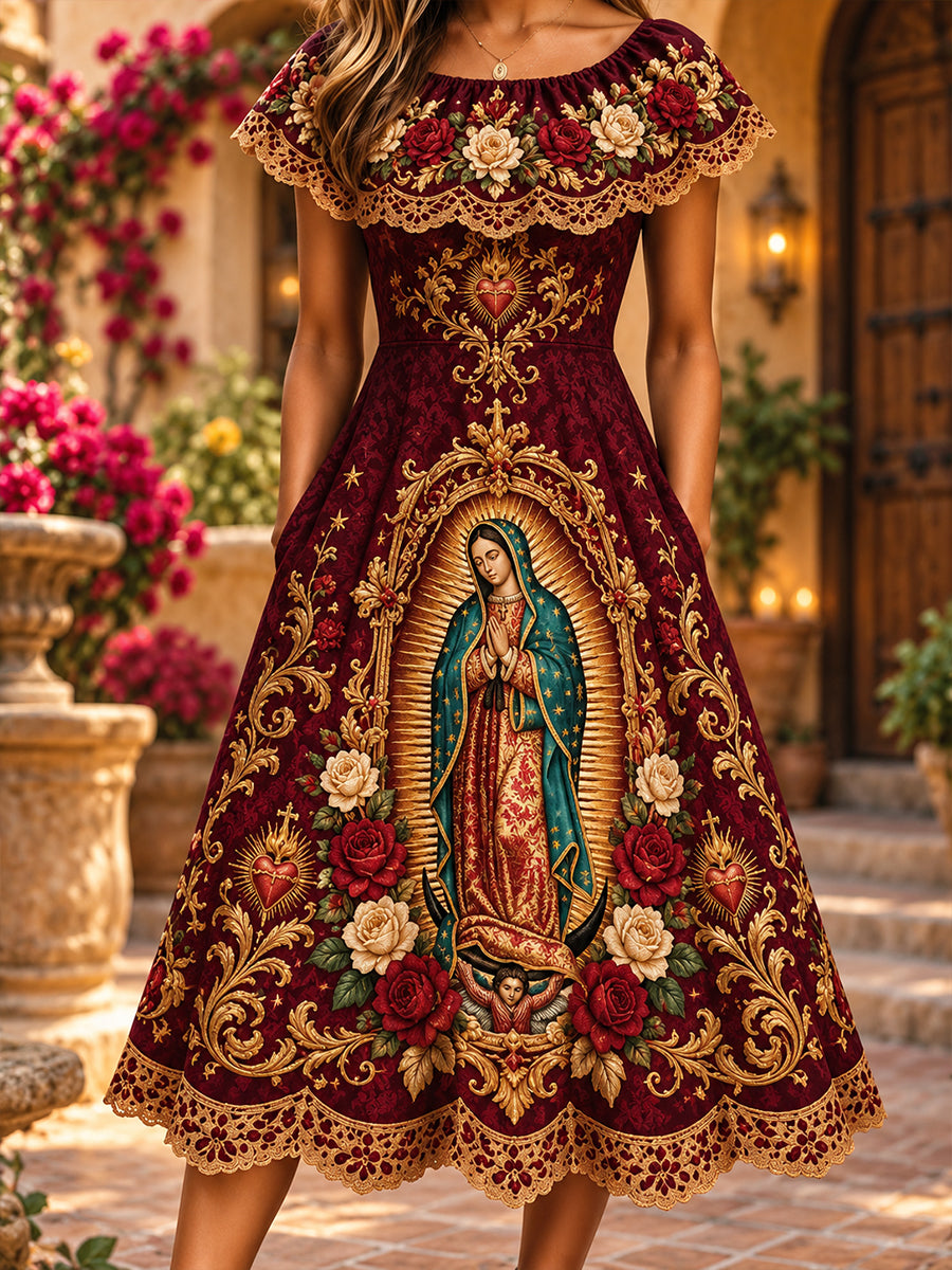 Vestido mexicano de la Fiesta de Nuestra Señora de Guadalupe para mujer