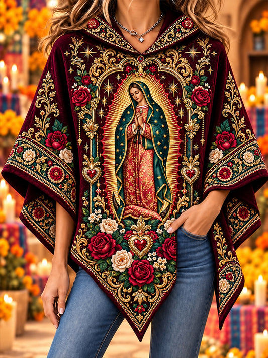 Suéter con capa de la Fiesta de Nuestra Señora de Guadalupe para mujer, México
