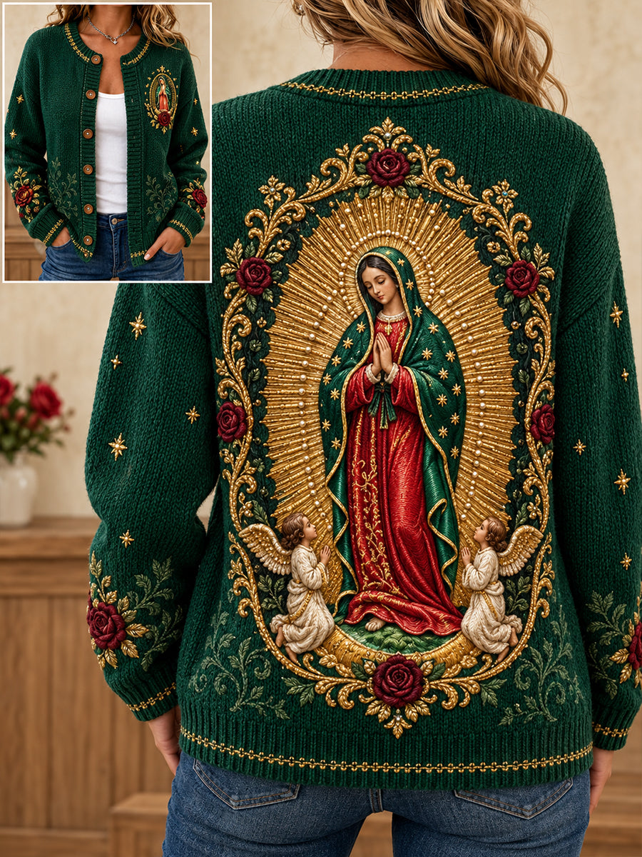 Mujeres Nuestra Señora de Guadalupe Día Arte Impreso Cardigan