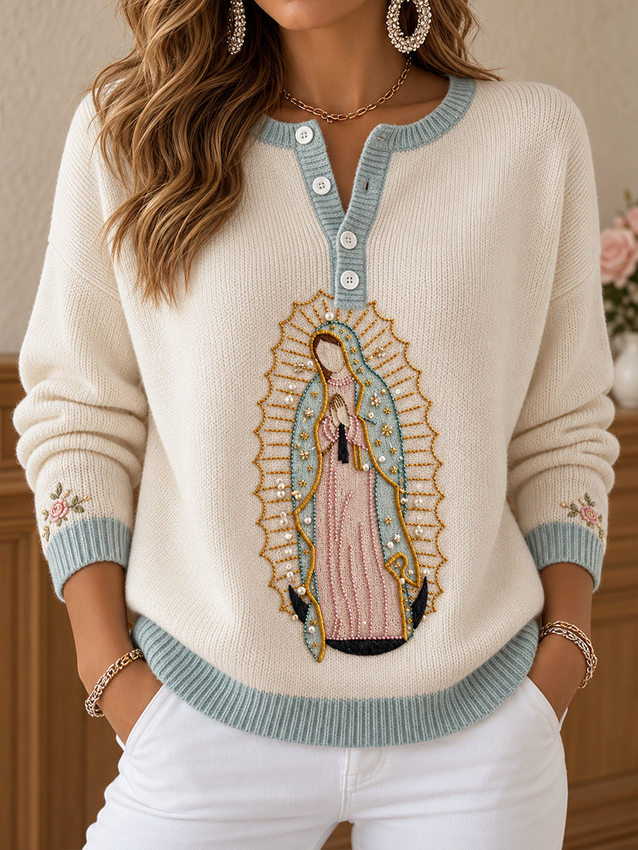 Camisetas casuales con estampado artístico del Día de Nuestra Señora de Guadalupe para mujer