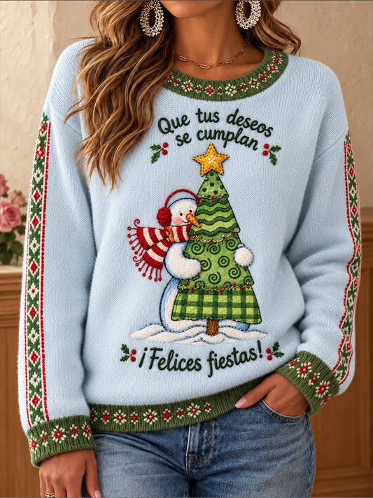 Suéter estampado de Feliz Navidad de México para mujer