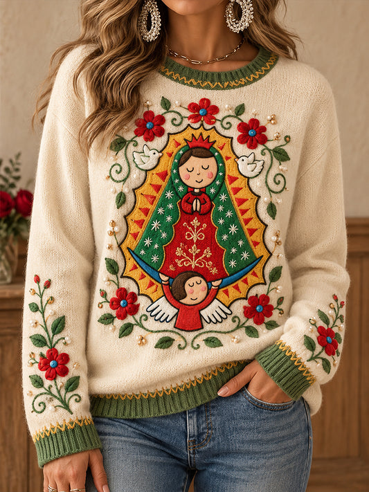 Camisetas casuales con estampado artístico del Día de Nuestra Señora de Guadalupe para mujer