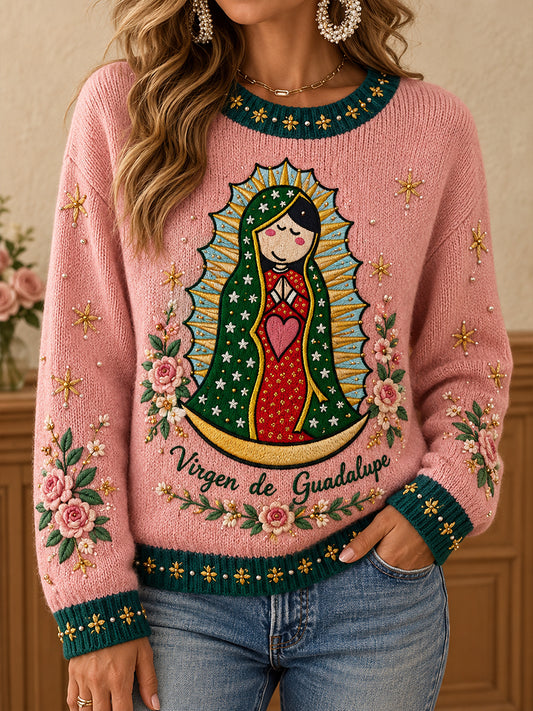 Camisetas casuales con estampado artístico del Día de Nuestra Señora de Guadalupe para mujer