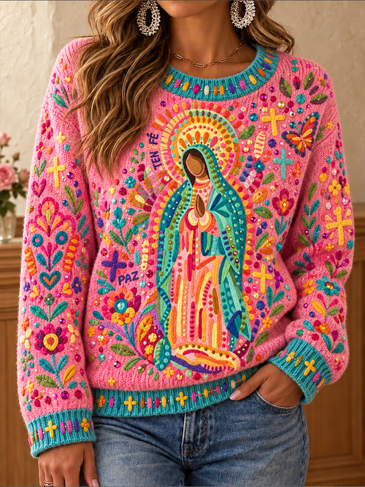 Camisetas casuales con estampado artístico del Día de Nuestra Señora de Guadalupe para mujer