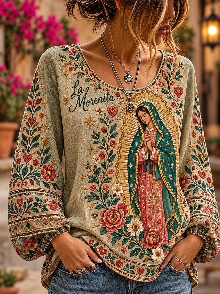 Blusa mexicana para mujer de la Fiesta de Nuestra Señora de Guadalupe