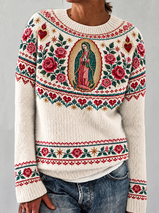 Fiesta de Nuestra Señora de Guadalupe México Rew cuello suéter de las mujeres