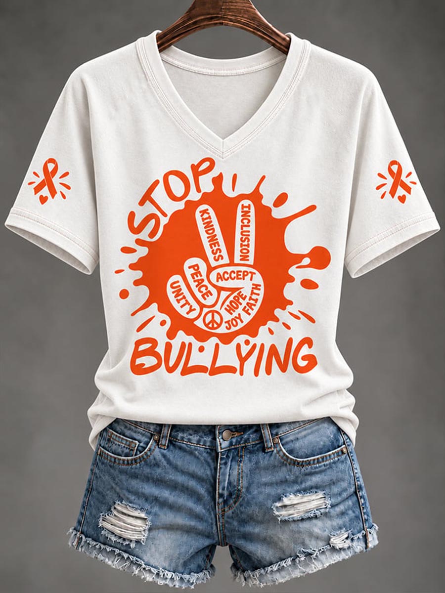 Camiseta estampada contra el acoso para mujer