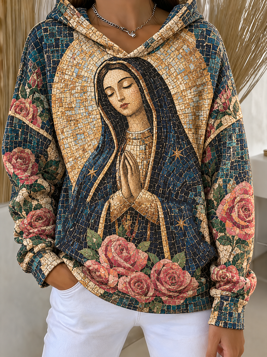 Sudaderas estampadas con arte de la Fiesta de Nuestra Señora de Guadalupe para mujer